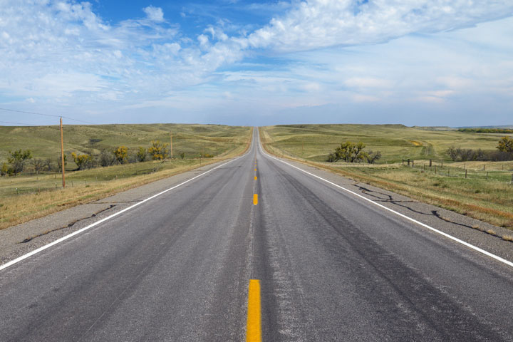 rural road in North Dakota